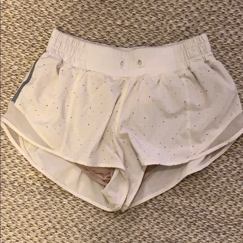 White polka dot lulu shorts